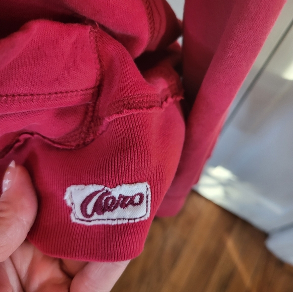 Aeropastale Vintage y2k Red Henley Hoodie Patch Letters  L Retro Y2k Streetwear - Picture 7 of 8